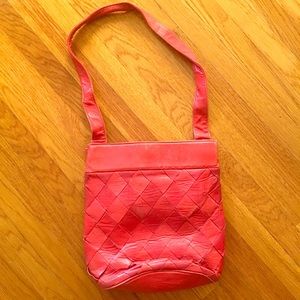 Vintage Red Leather Lattice Purse